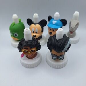 Good2Grow Juice Topper Mixed Character Lot Mickey Mouse Mirabel Gekko Romeo Dino